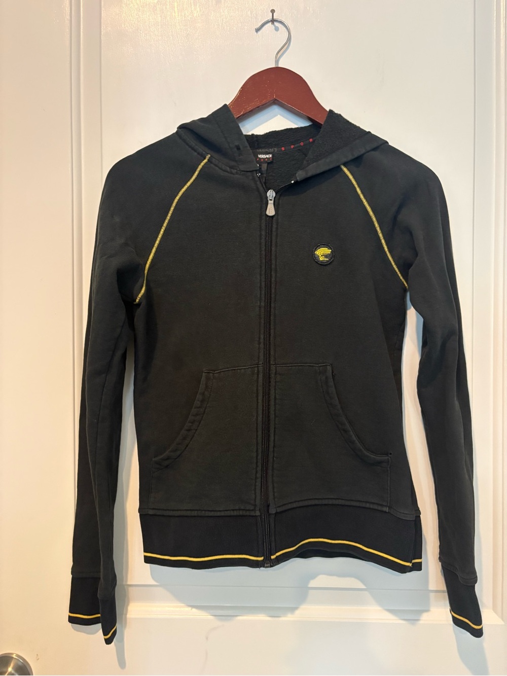 Y2K rare, vintage Versace Sport track suit- Black w/Yellow Trim, XS - Picture 4 of 11